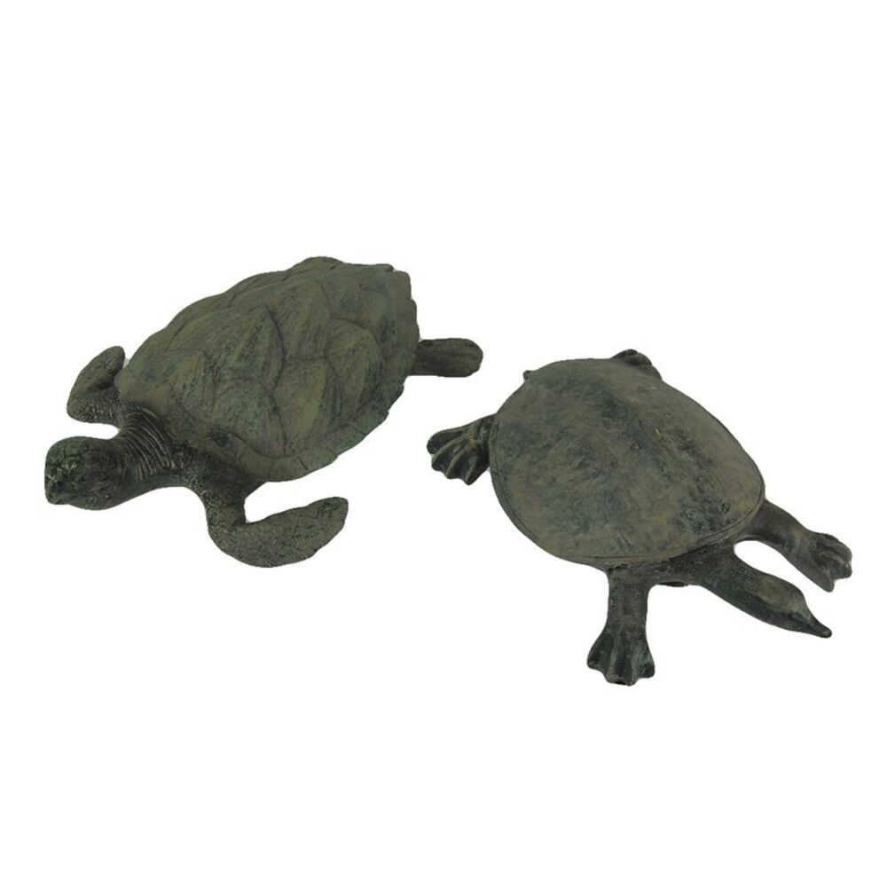 Hawksbill and Soft Shell Sea Turtle 2 Piece Statue Set